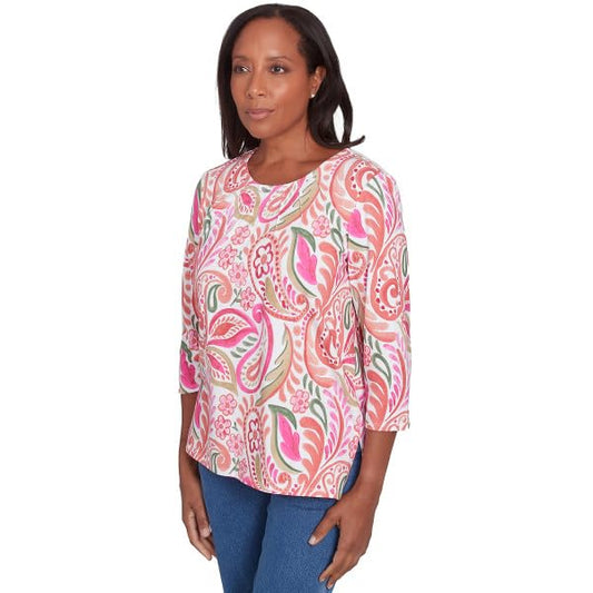 Alfred Dunner Classic Paisley Cotton Top