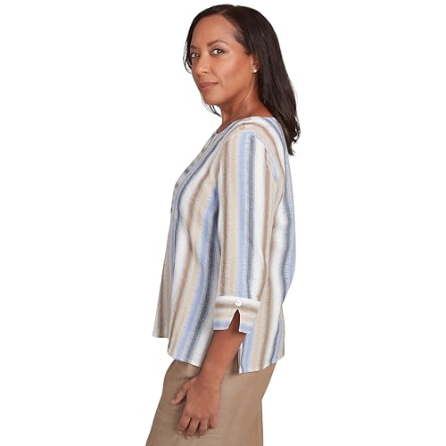 Alfred Dunner Spliced Strip Cotton Top