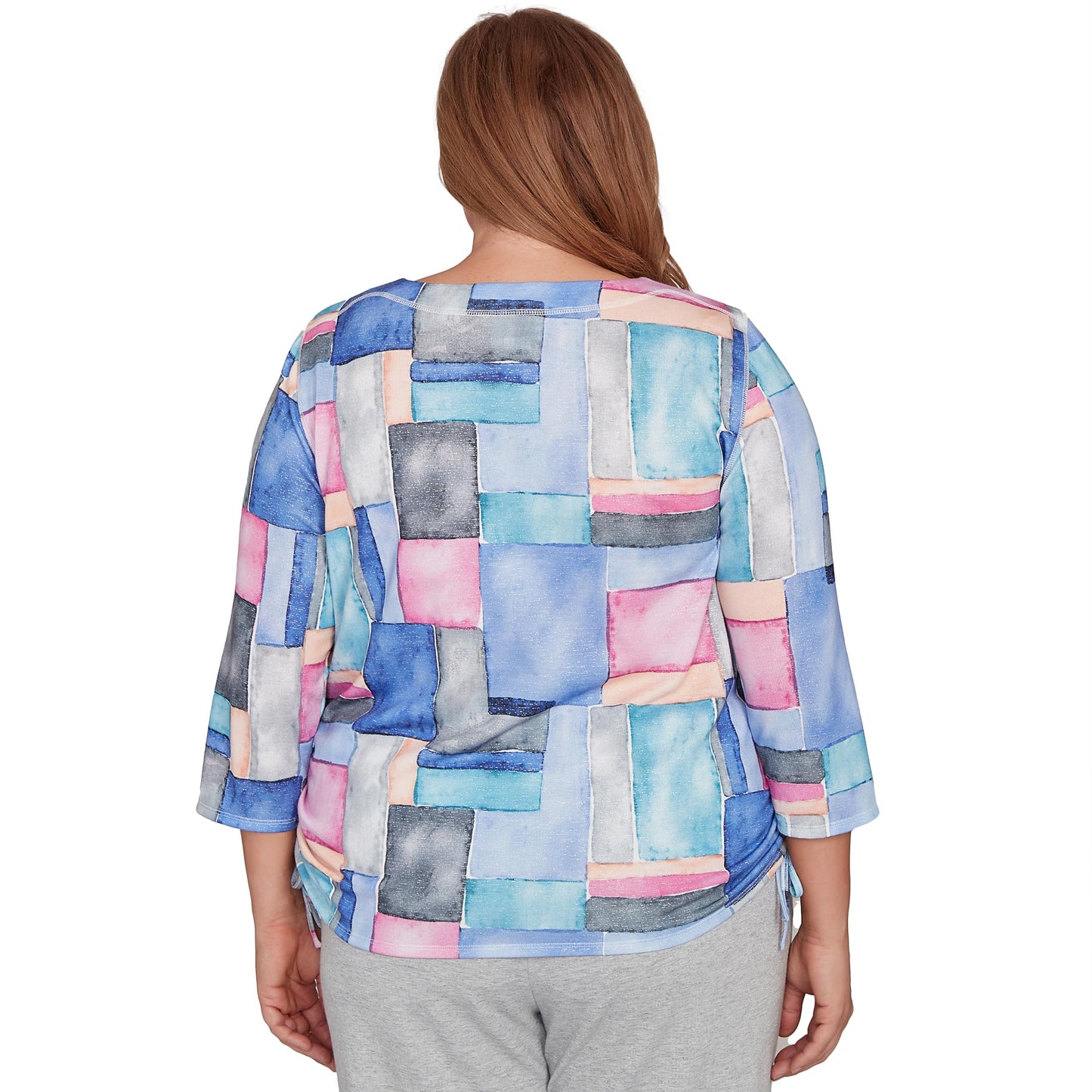 Tie Side Ruched Colorblock Top