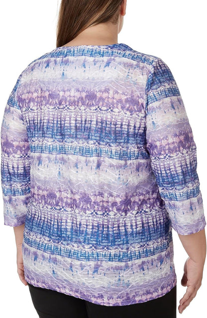 Alfred Dunner Tivoli Gardens Multicolored Polyester Top (Size 2X)