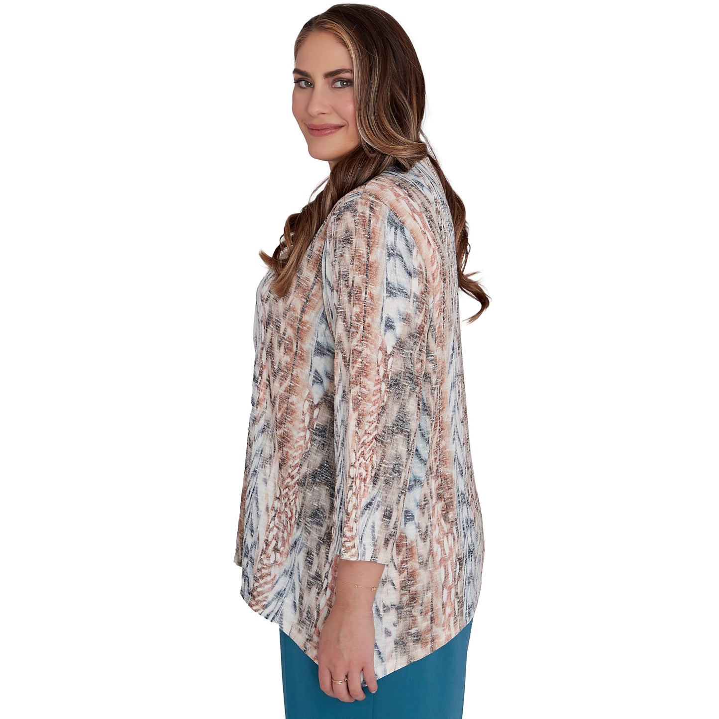 Alfred Dunner Classic vertical Print Animal Printed Polyester Rayon Top (US, Alpha, 3X, Plus, Regular, Plus Size, Neutral)