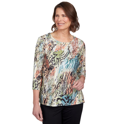 Alfred Dunner Classics Polyester Animal Print Top