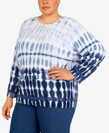 Alfred Dunner Women's Plus-Size Womens Crewneck Ombre Tie Dye Sweater