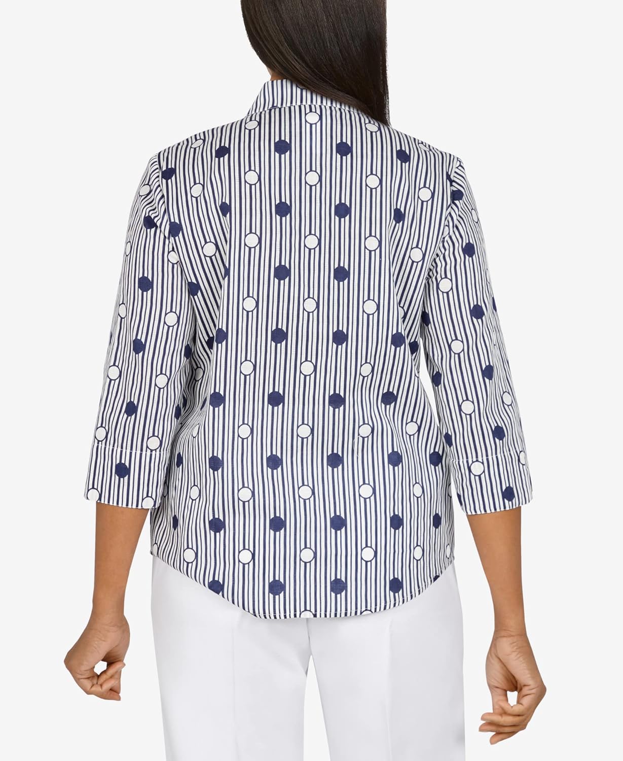 Alfred Dunner Women's Plus-Size Lightweight Dot Striped Shirt