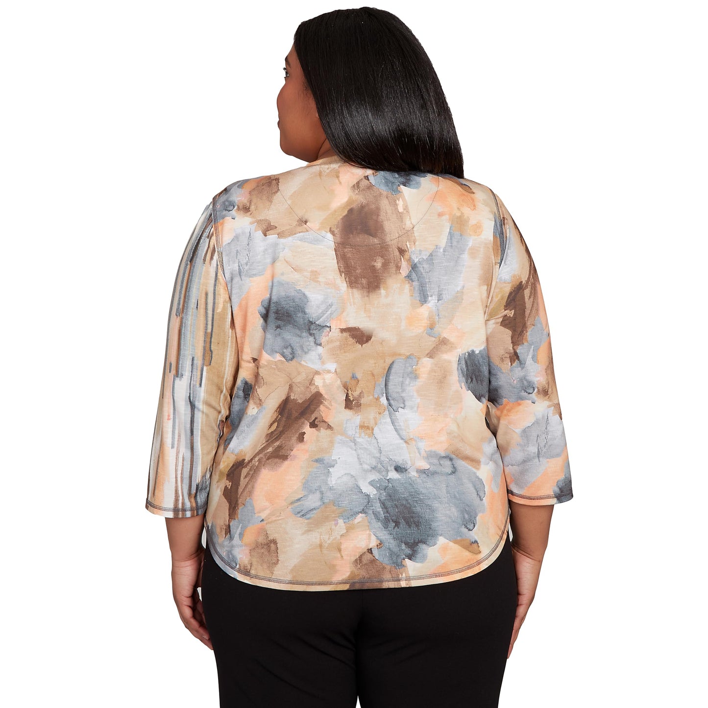 Spliced Floral Stripe Top