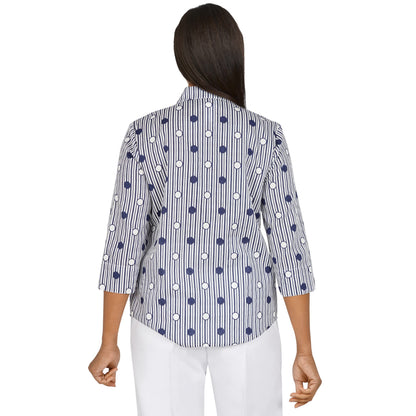 Alfred Dunner Women's Plus-Size Lightweight Dot Striped Shirt