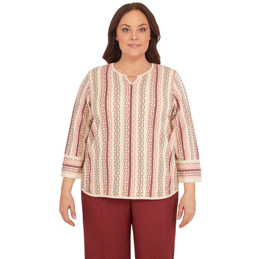 Alfred Dunner Women's Plus-Size Vertical Texture Sweater