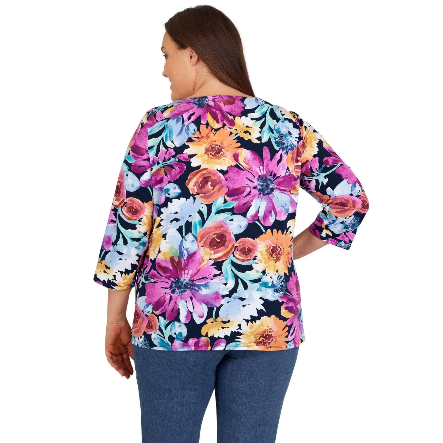 Alfred Dunner Women's Plus-Size Floral Splash Double Strap Top