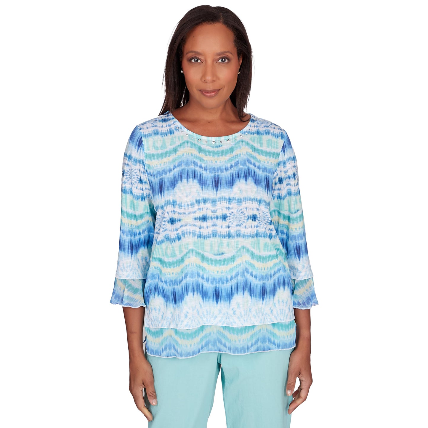 Alfred Dunner Tie Die Biadre Polyester Light Weight Top