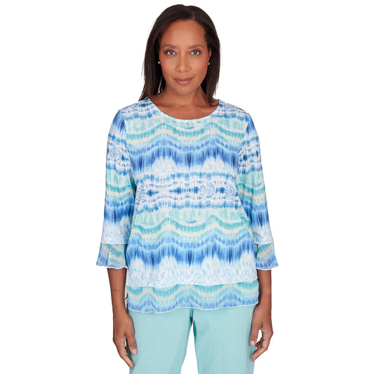 Alfred Dunner Tie Die Biadre Polyester Light Weight Top