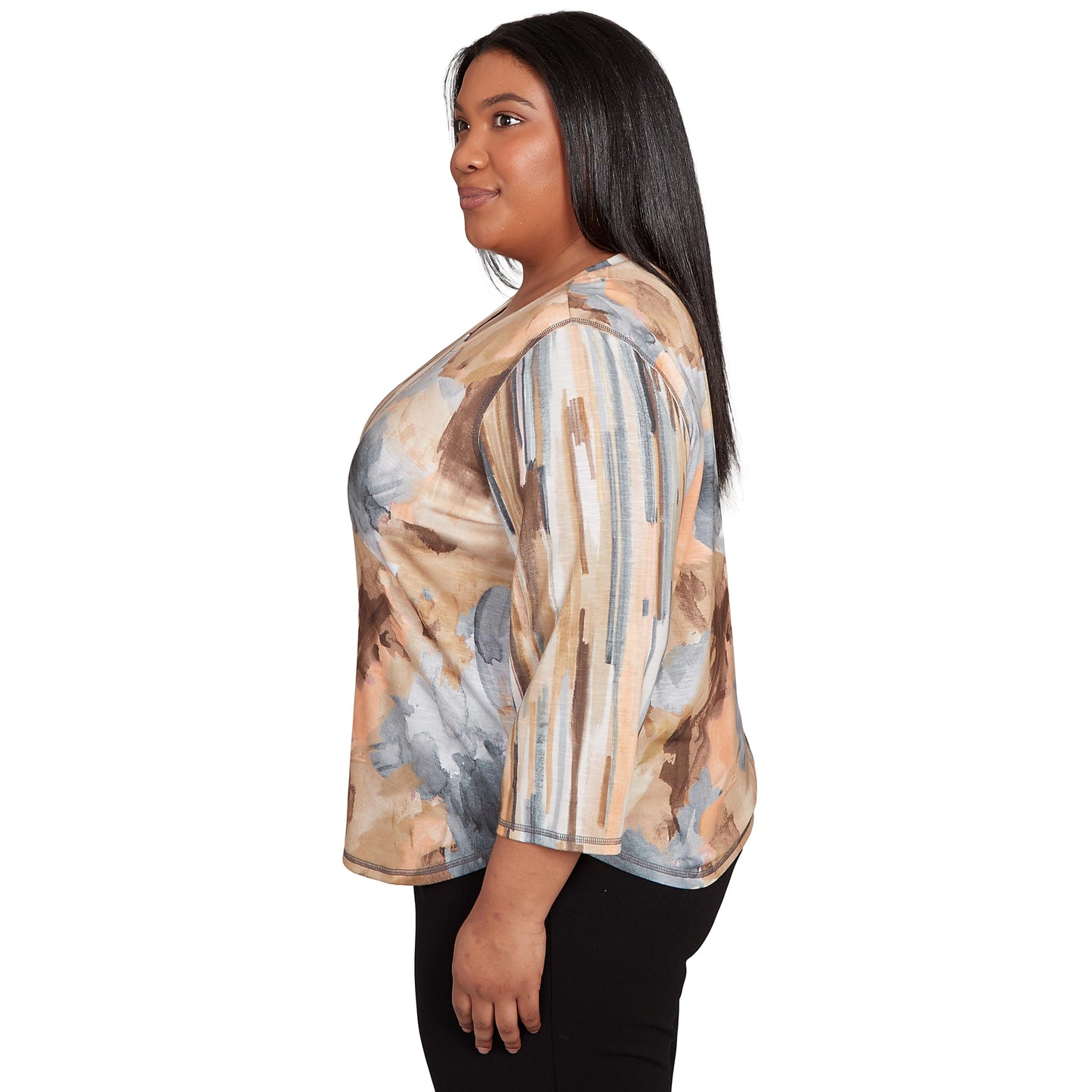 Spliced Floral Stripe Top