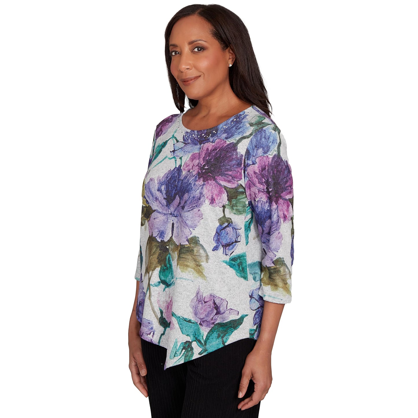 Asymmetrical Watercolor Flower Top