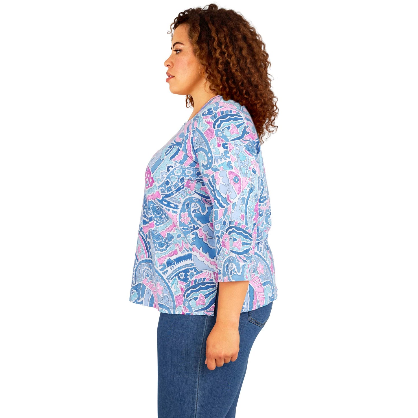 Alfred Dunner Women's Plus-Size Paisley Fish Top