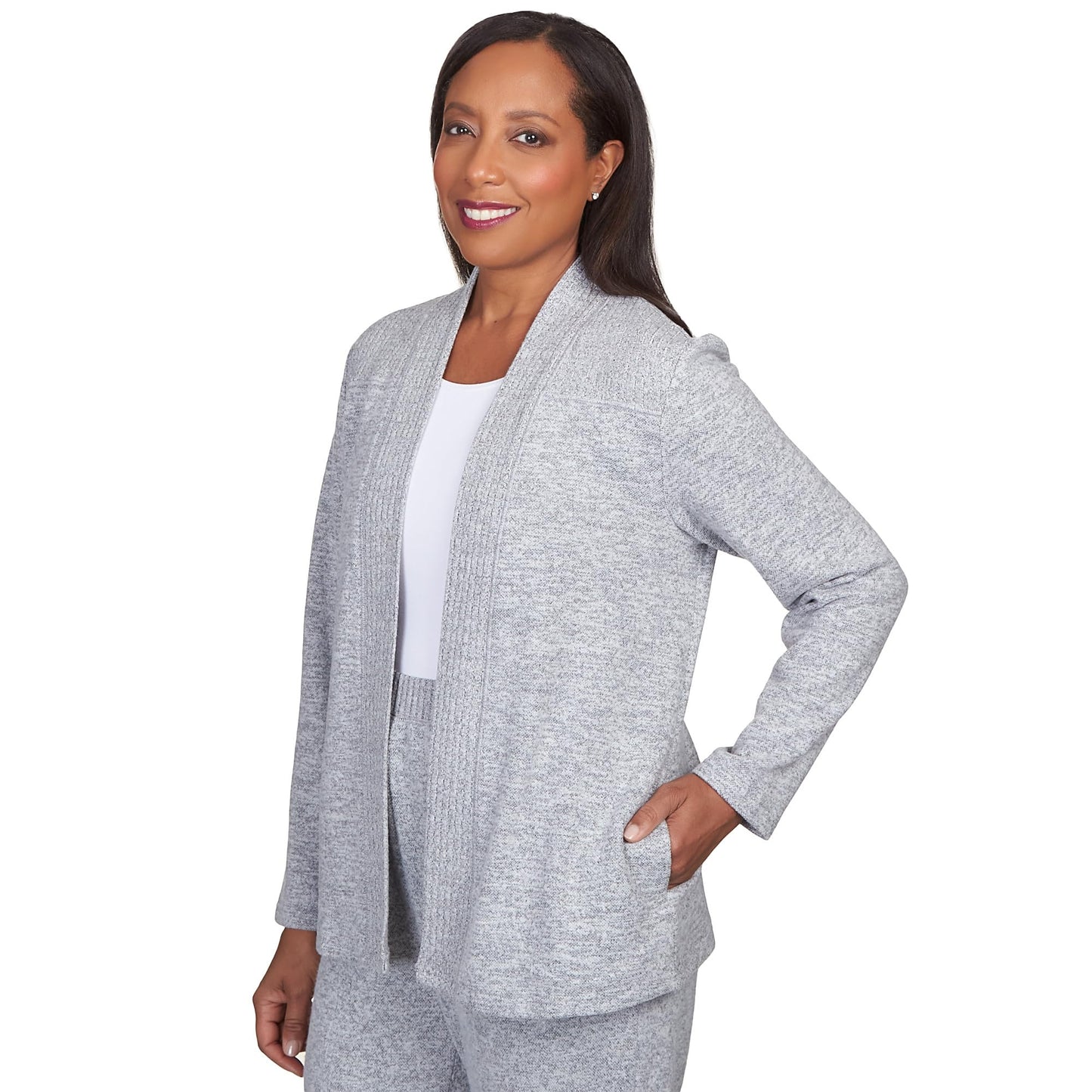 Alfred Dunner Comfort Zone Open Front Cardigan