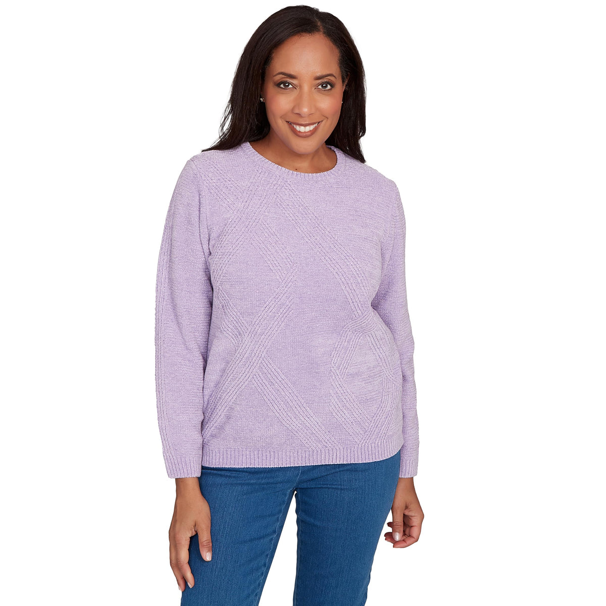 Alfred Dunner Women's Cable Chenille Pullover Sweater, Size XL, Iris