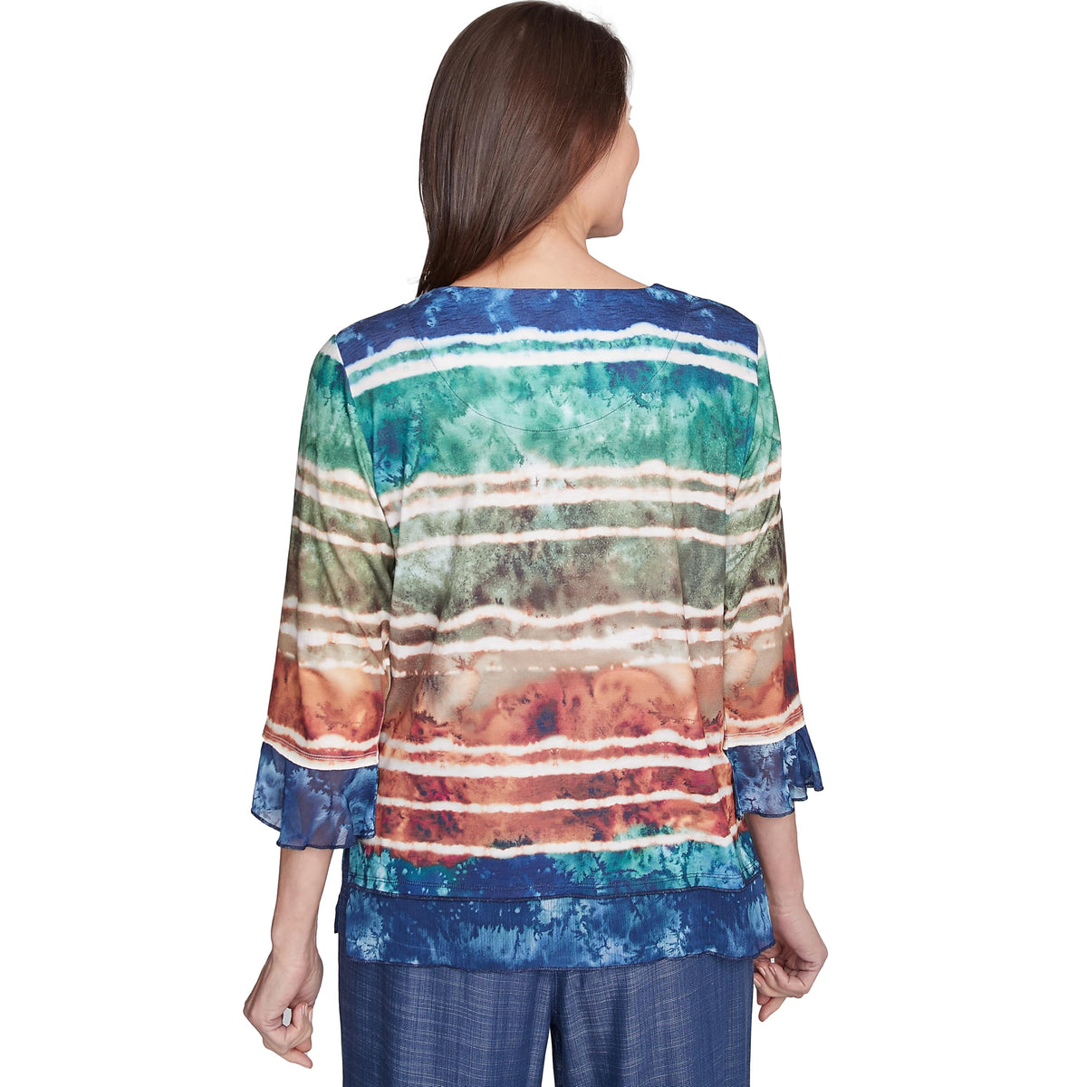 Alfred Dunner Watercolor Biadre Polyester Top (US, Alpha, Large, Regular, Regular, Standard, Multi)