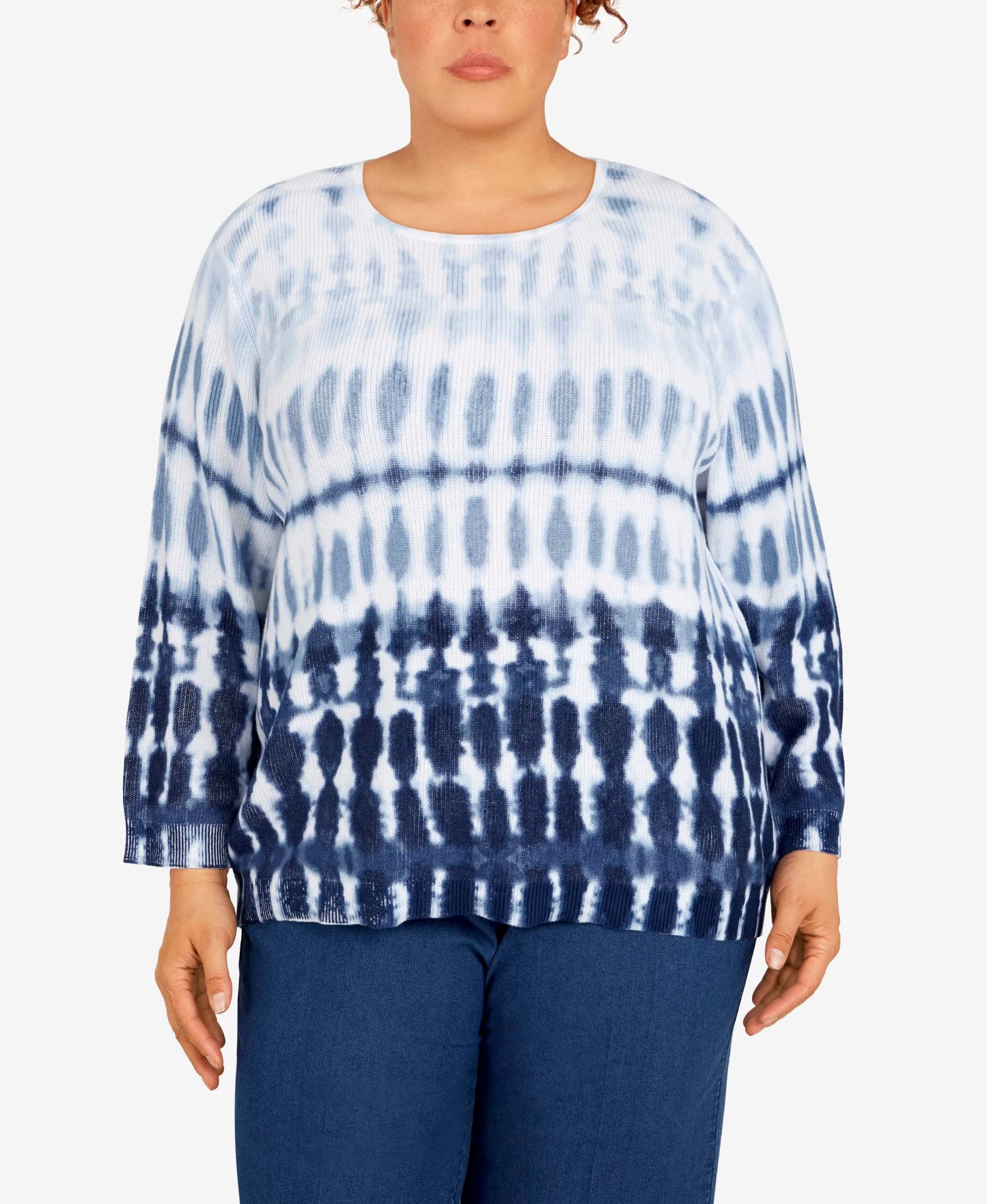 Alfred Dunner Women's Plus-Size Womens Crewneck Ombre Tie Dye Sweater