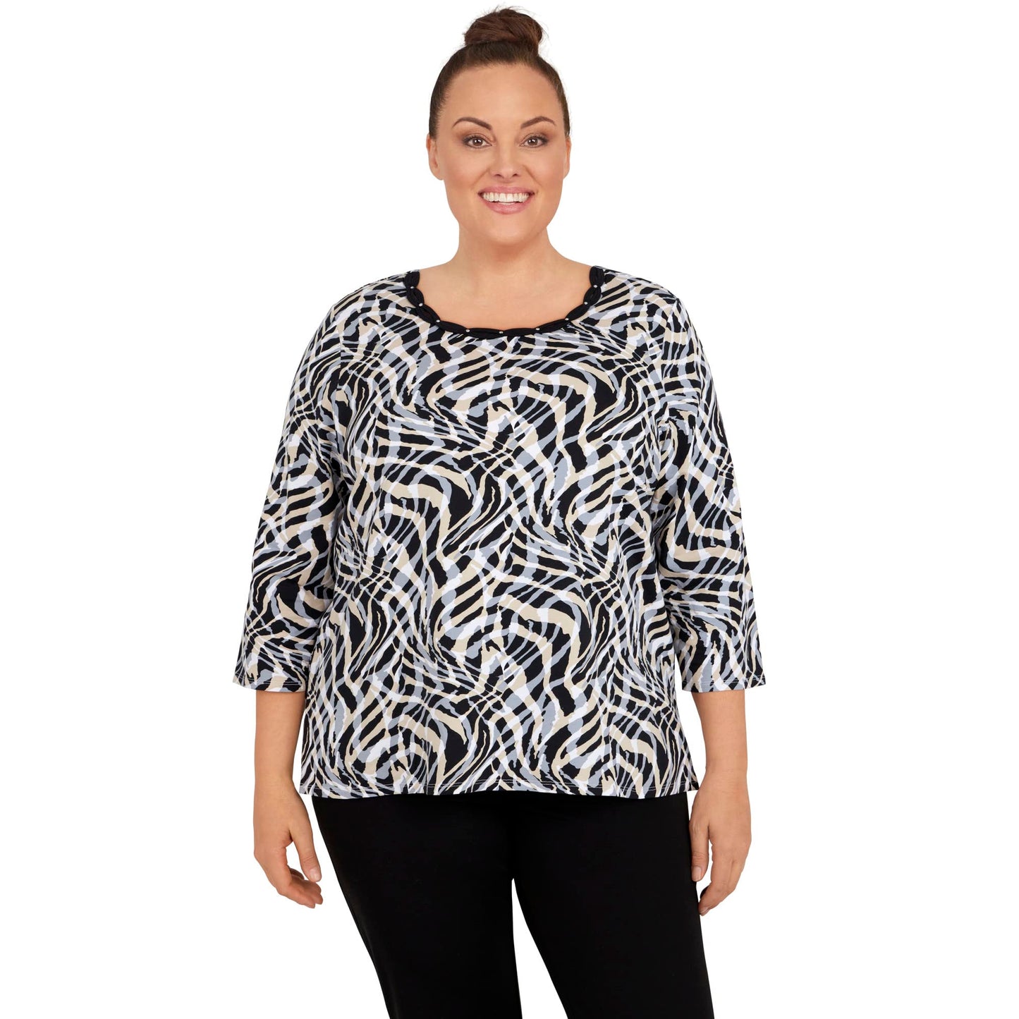 Alfred Dunner Women's Plus-Size Swirled Stripe Top