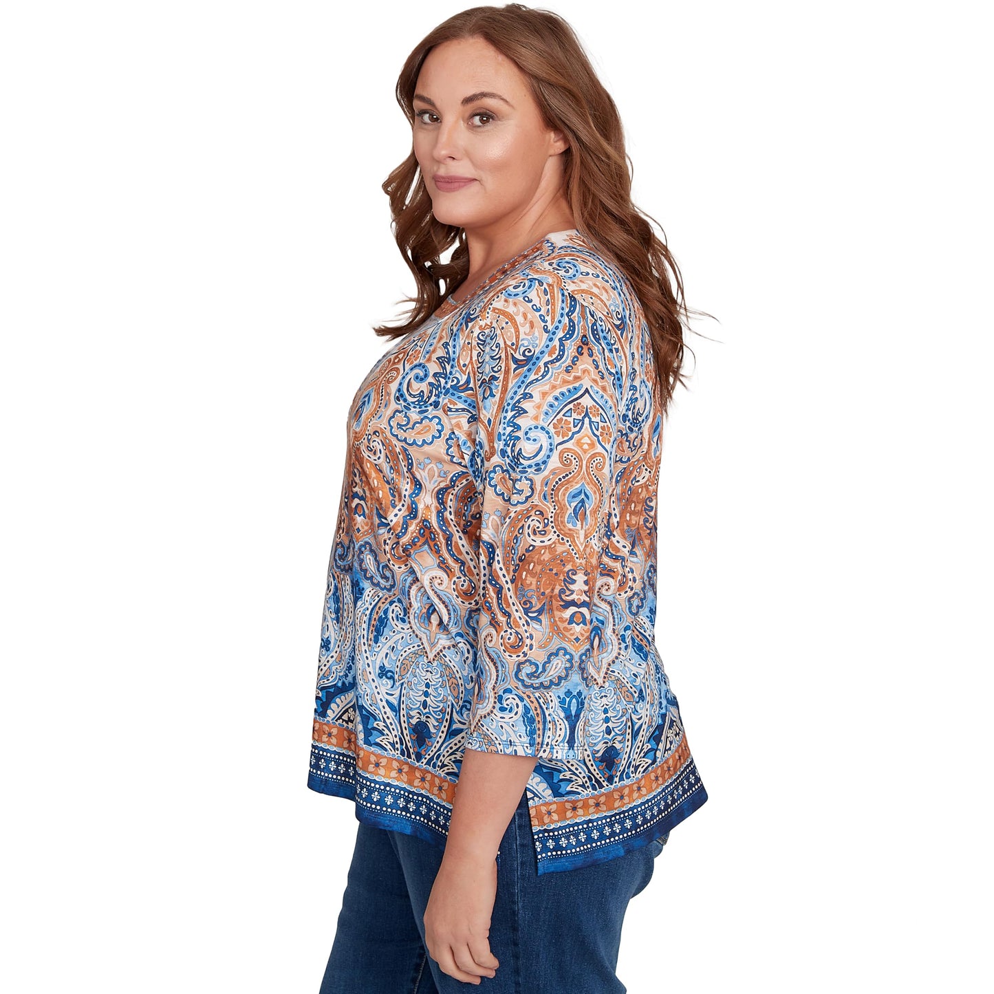 Medallion Bordered Square Neck Top
