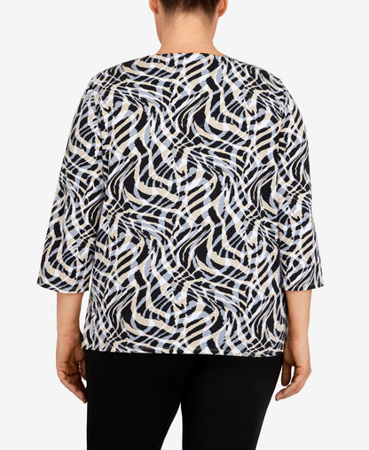 Alfred Dunner Women's Plus-Size Swirled Stripe Top