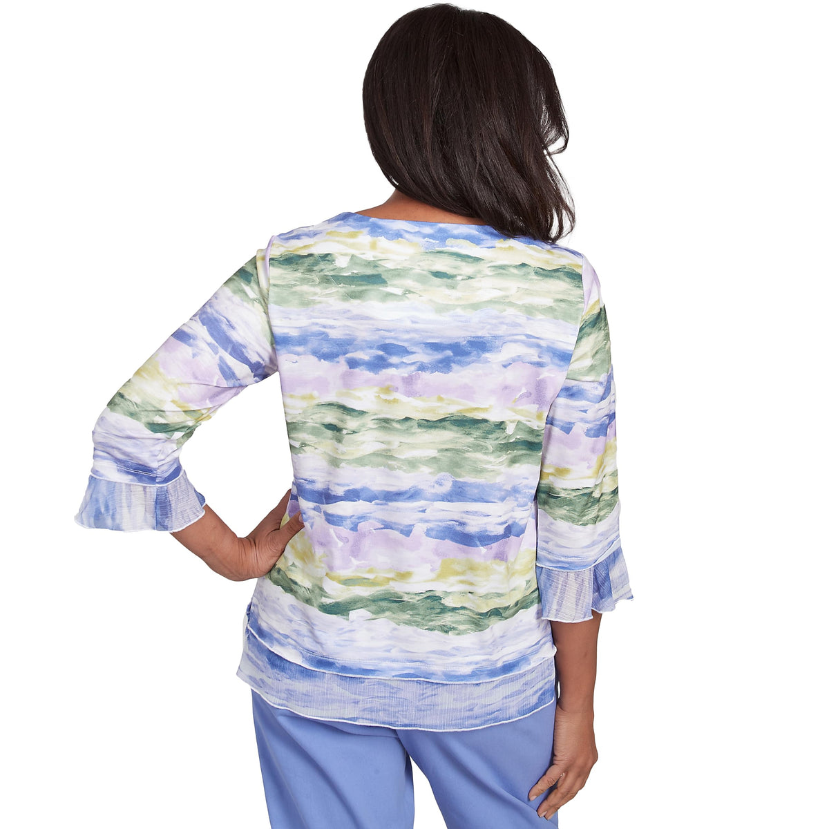 Alfred Dunner Watercolor Biadre Multicolor Polyester (US, Alpha, Small, Regular, Petite, Petite, Multi)