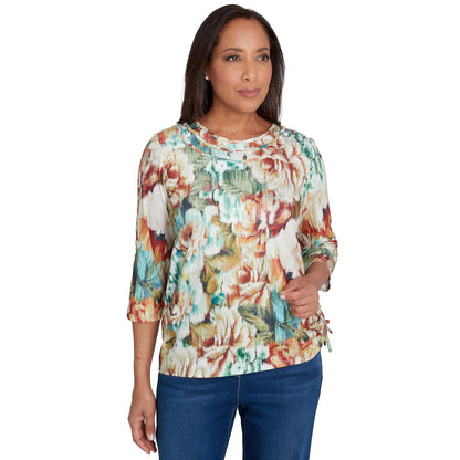 Alfred Dunner Classic Ikat Floral Polyester Top