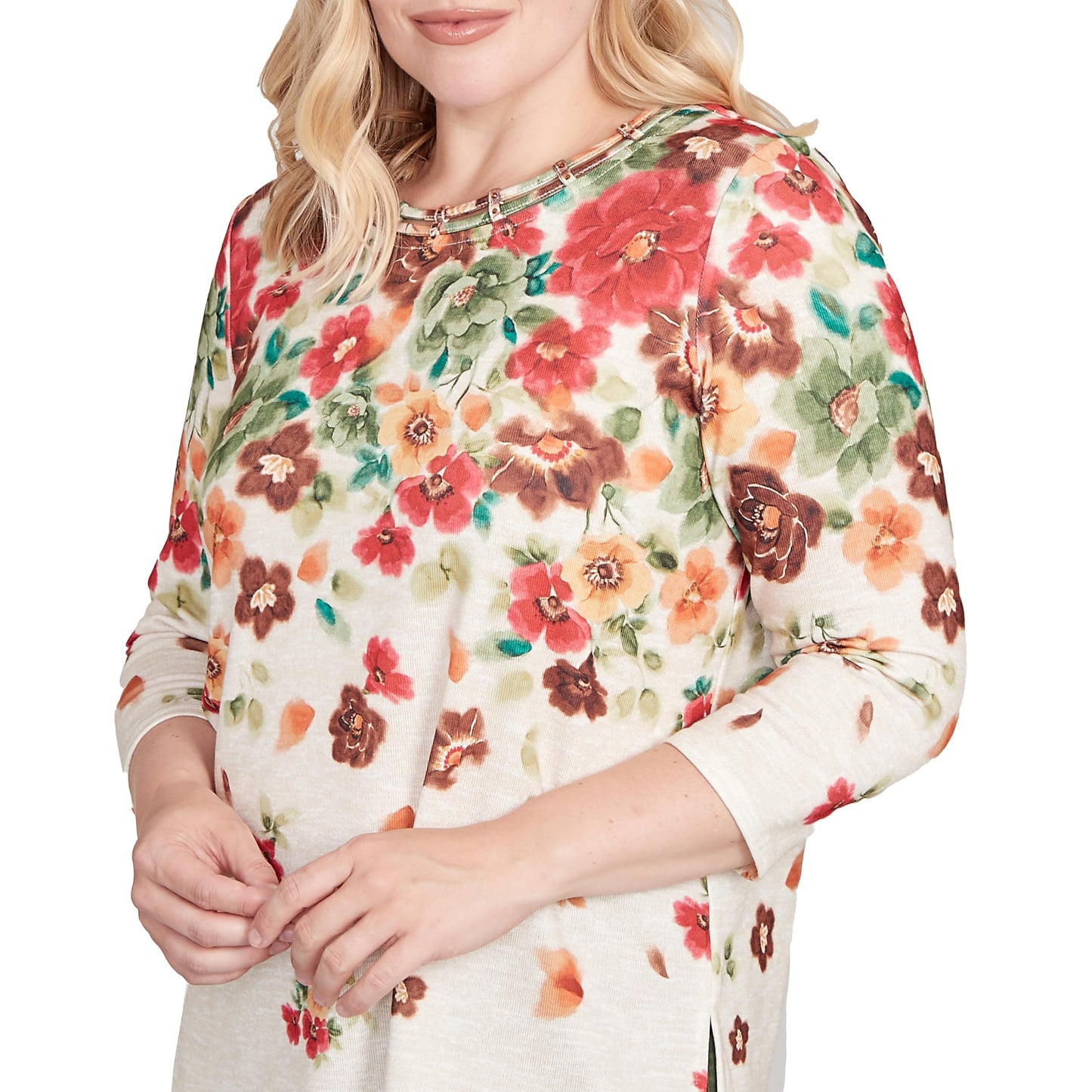 Floral Detailed Neck Top