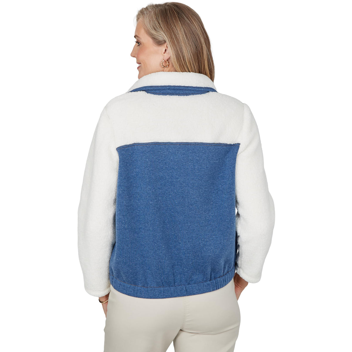 Alfred Dunner Women's Denim and Sherpa Jacket, Stone, S