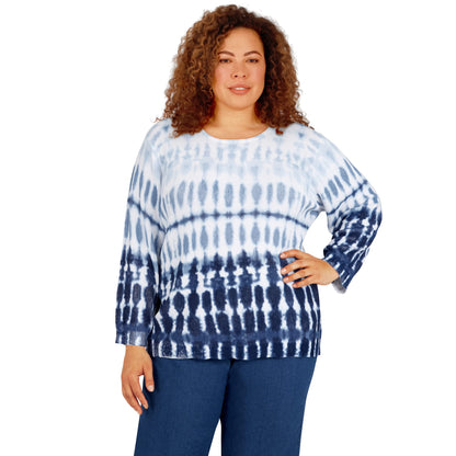 Alfred Dunner Women's Plus-Size Womens Crewneck Ombre Tie Dye Sweater