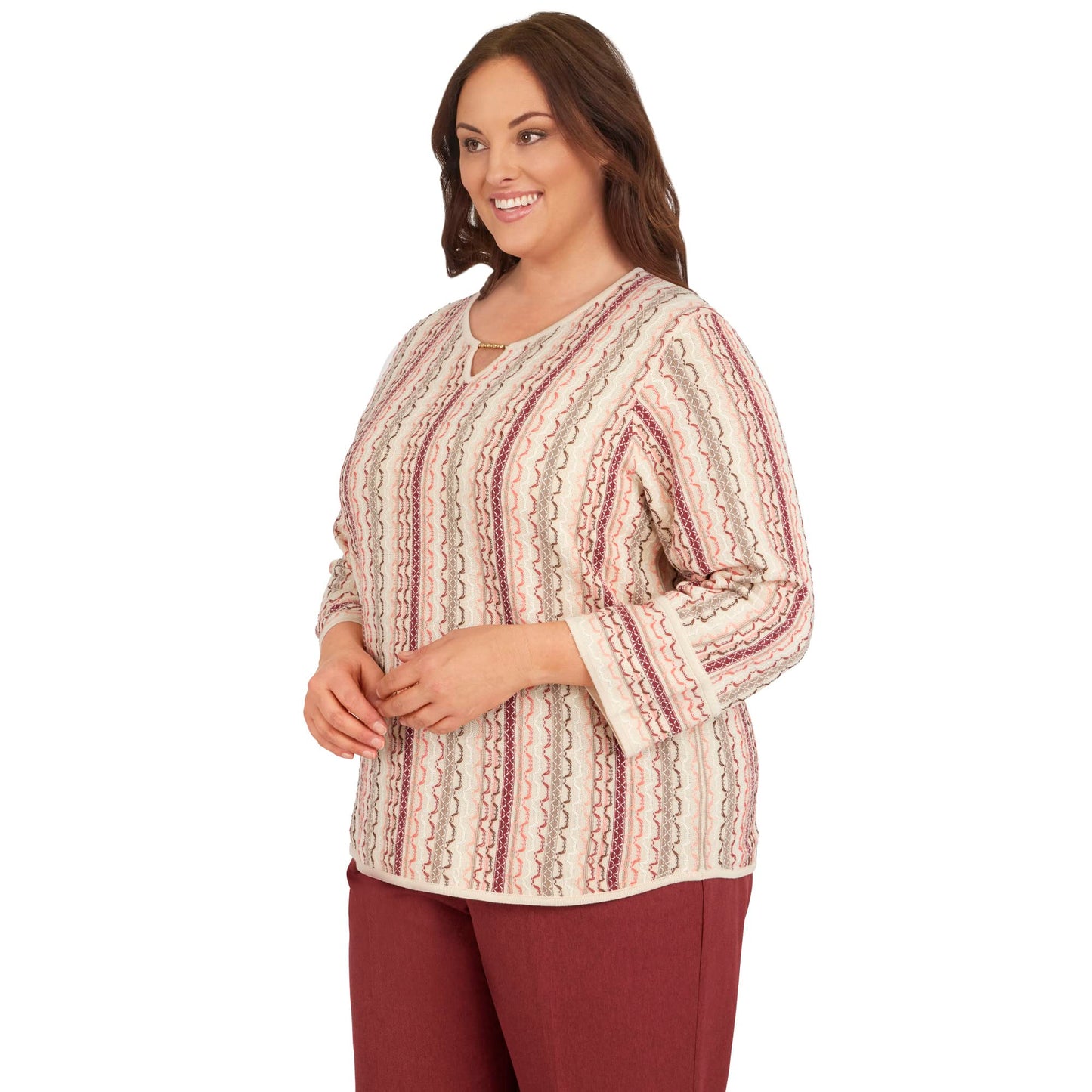 Alfred Dunner Women's Plus-Size Vertical Texture Sweater