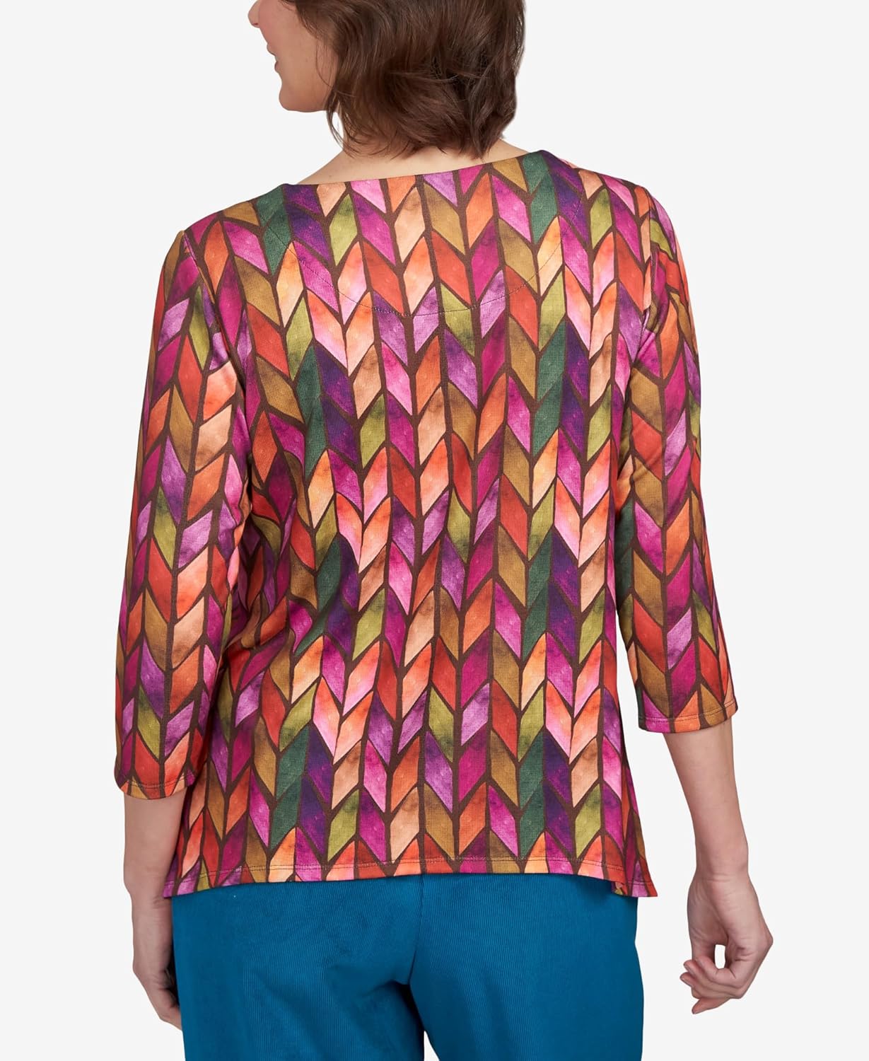 Alfred Dunner Classics Chevron Knit Polyester Top with Sharkbite Hem (US, Alpha, Large, Regular, Petite,