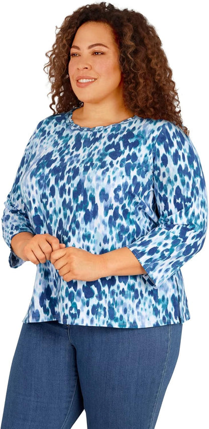 Alfred Dunner Women's Plus-Size Playful Animal Print Top