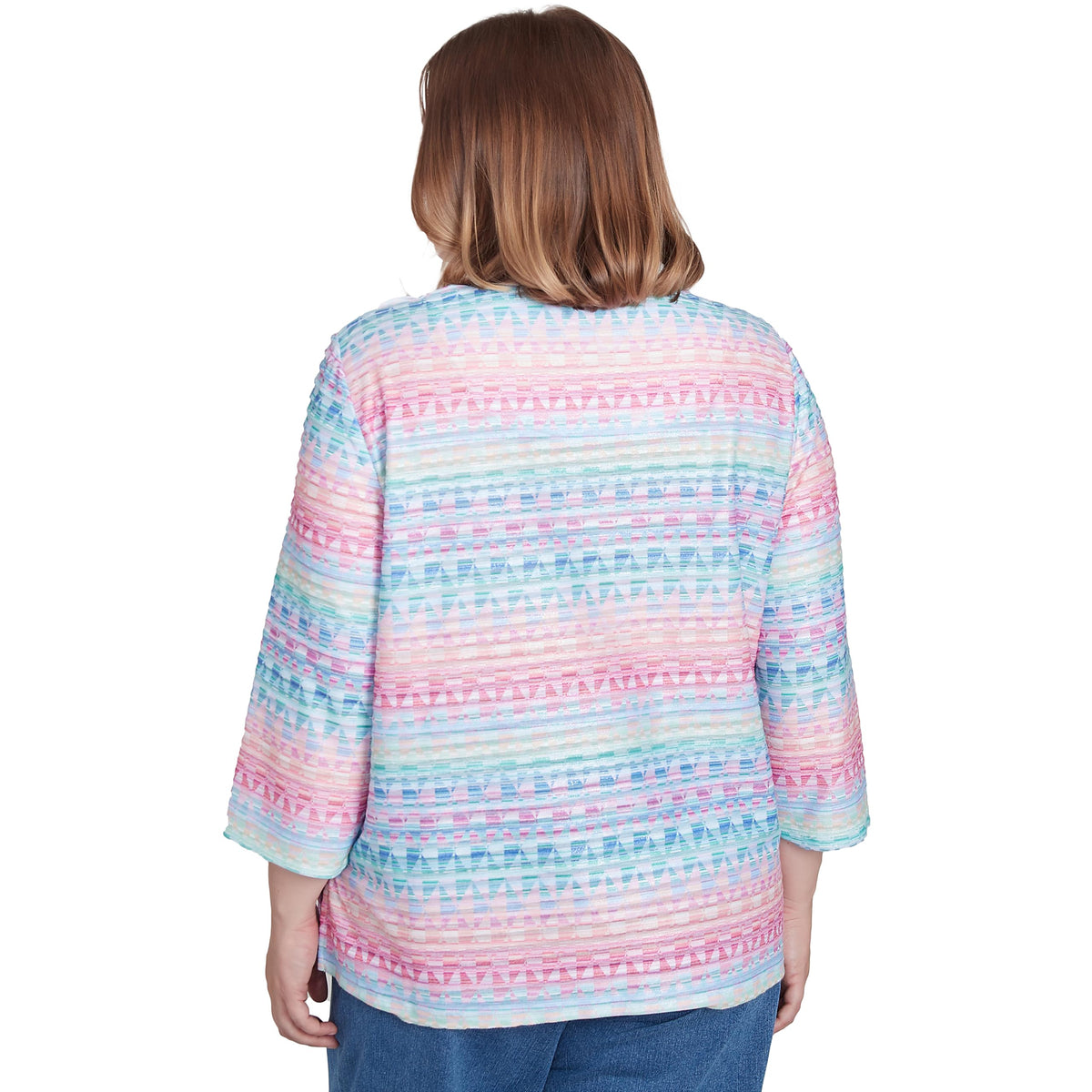 Geometric Crewneck Biadere Top