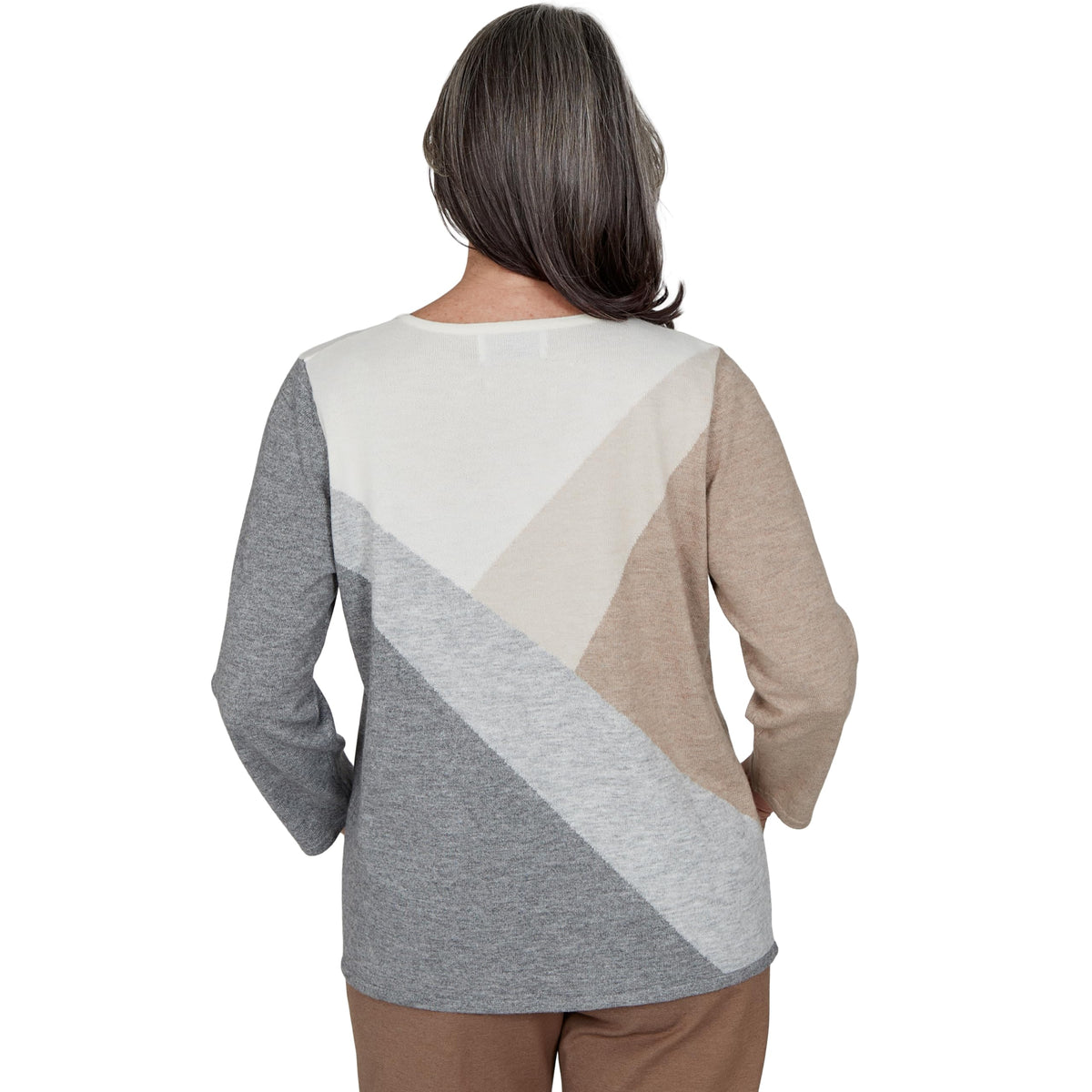 Alfred Dunner Petite Studded Colorblock Sweater, Grey, PM
