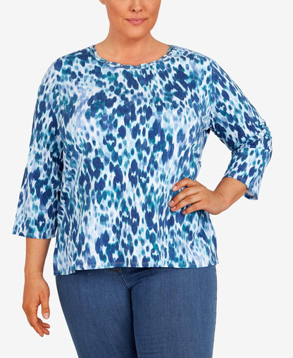 Alfred Dunner Women's Plus-Size Playful Animal Print Top