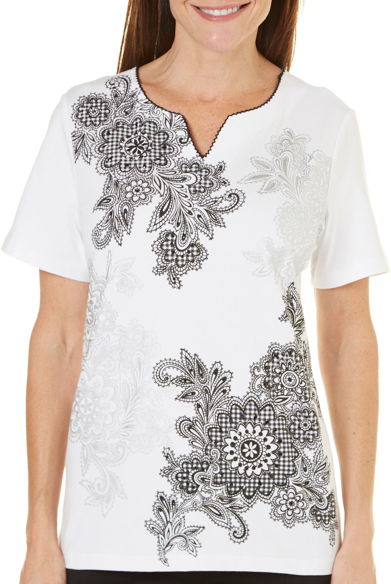 Alfred Dunner Floral Printed Knit Top