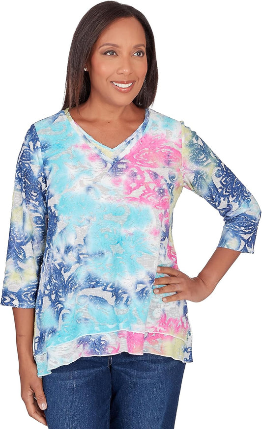 Alfred Dunner in Full Bloom Multi Color Light Weight Top