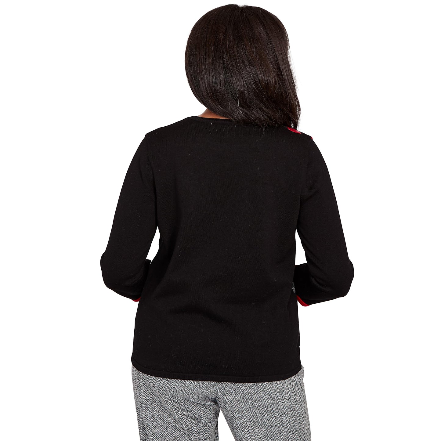 Alfred Dunner Jet Setter Zebra Colorblock Sweater (US, Alpha, Small, Regular, Regular, Standard, Red/Multi)