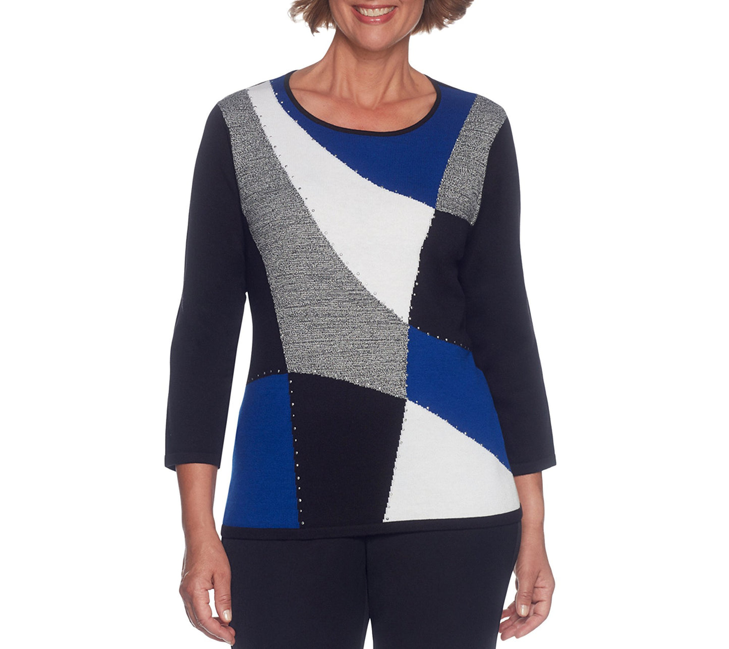 Alfred Dunner Petites' Colorblock Roller Sweater Petite Large