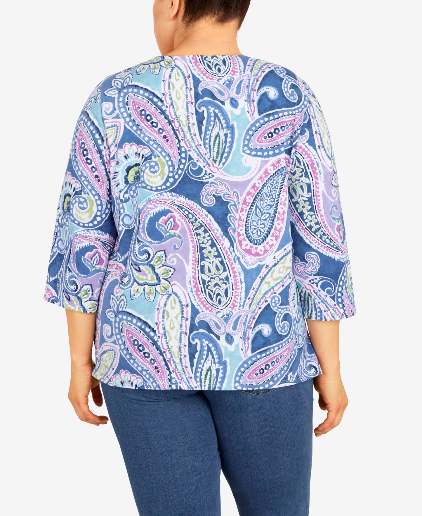 Alfred Dunner Women's Plus-Size Split Neck Playful Paisley Top