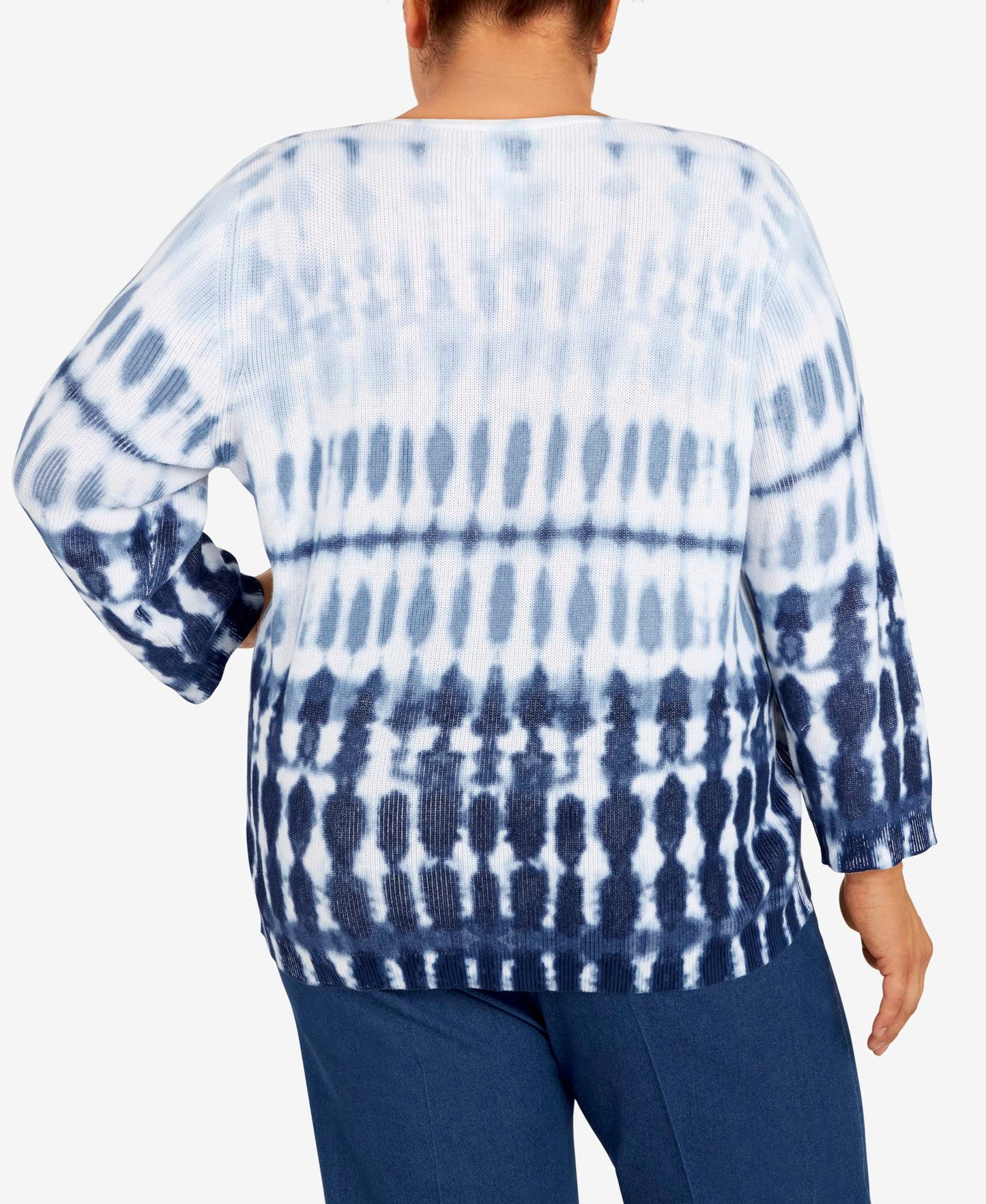 Alfred Dunner Women's Plus-Size Womens Crewneck Ombre Tie Dye Sweater