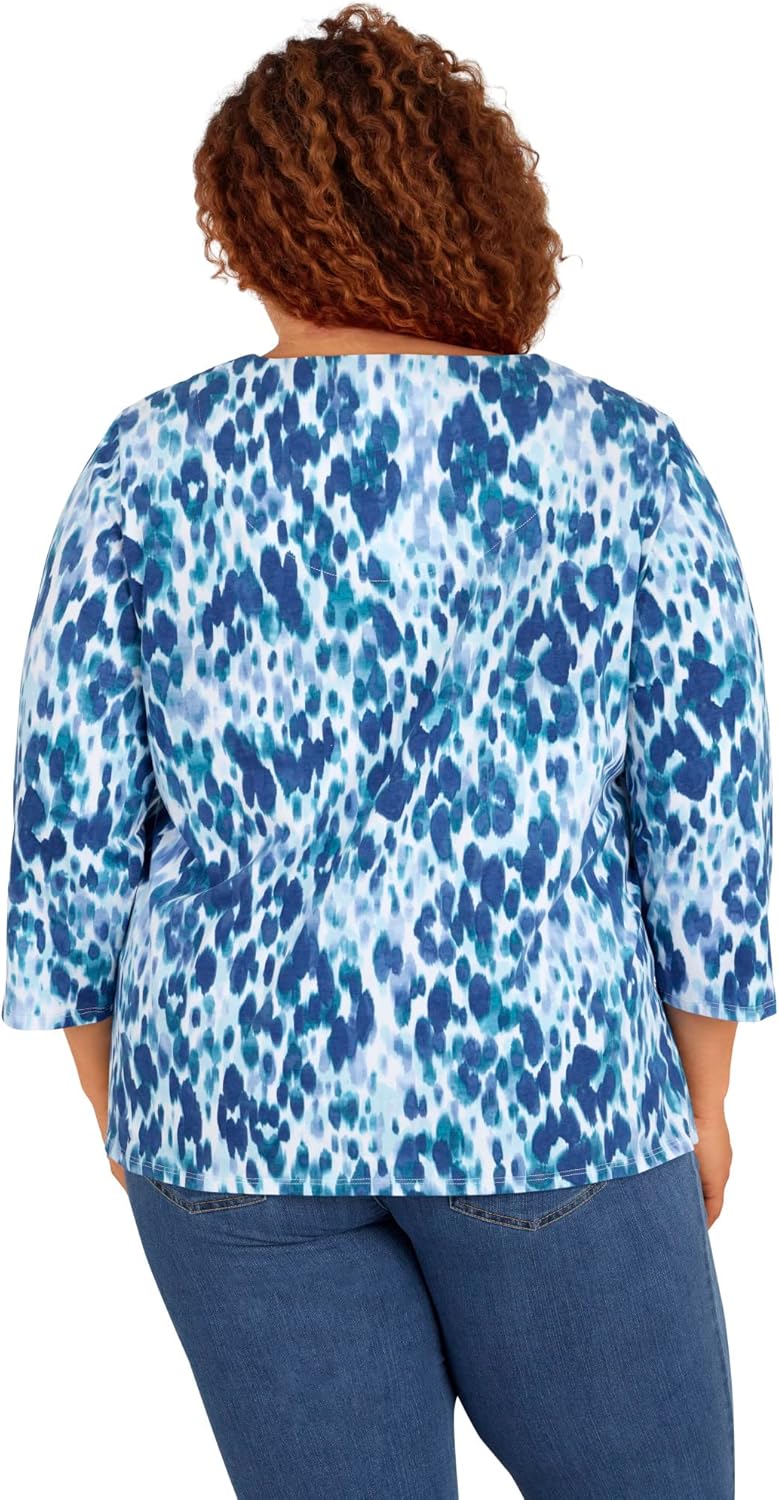 Alfred Dunner Women's Plus-Size Playful Animal Print Top