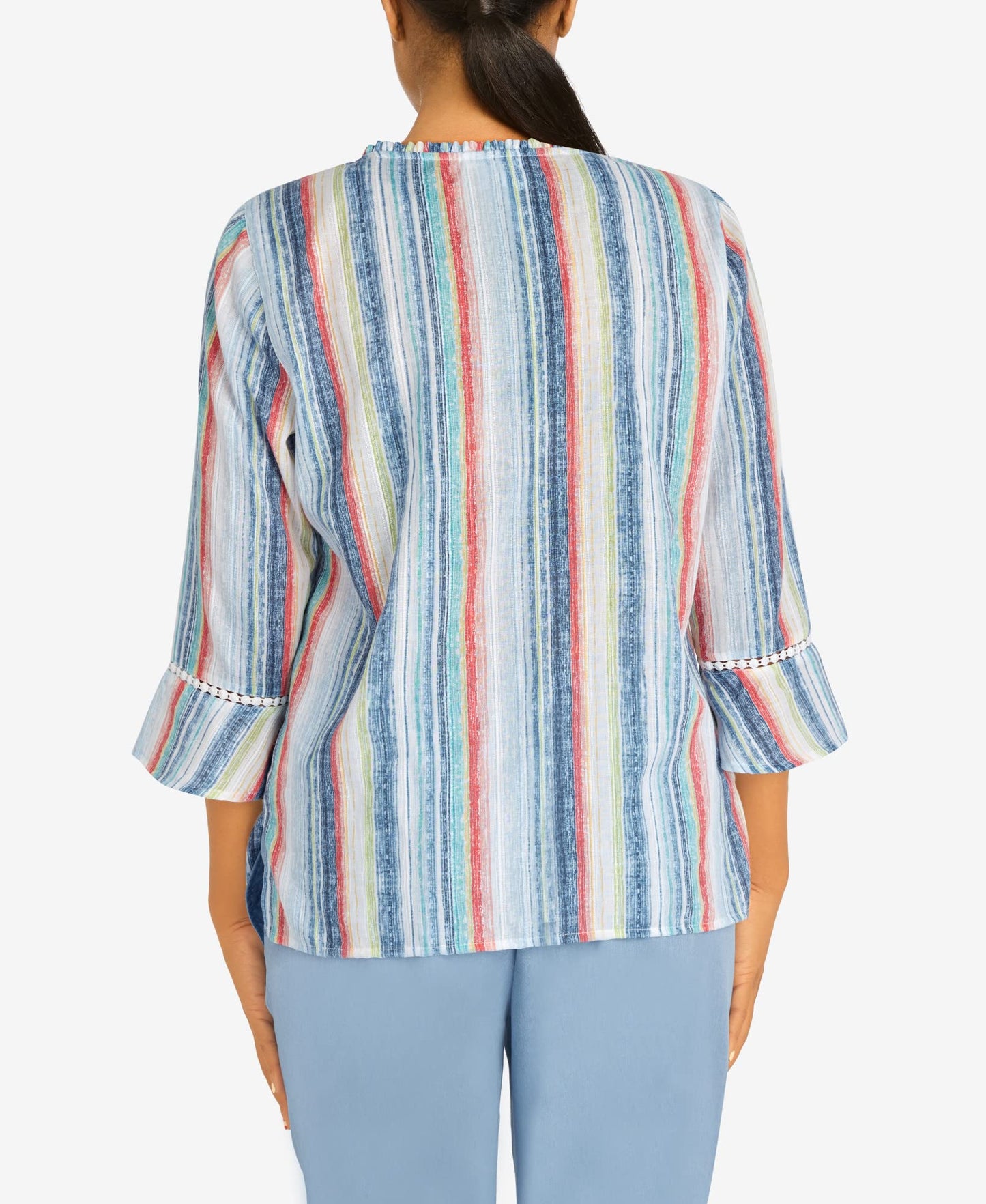 Alfred Dunner Women's Stripe with Bell Sleeves