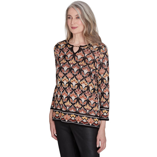 Alfred Dunner Rue Rivoli Border Floral Sweater