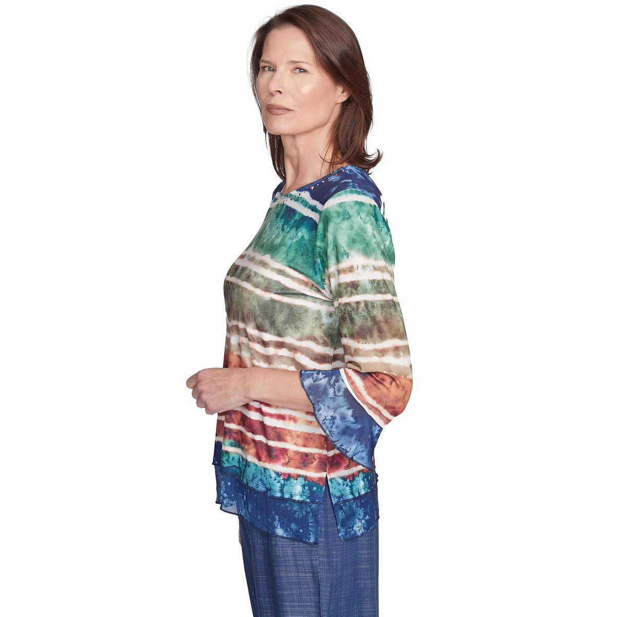 Alfred Dunner Watercolor Biadre Polyester Top (US, Alpha, Small, Regular, Regular, Standard, Multi)