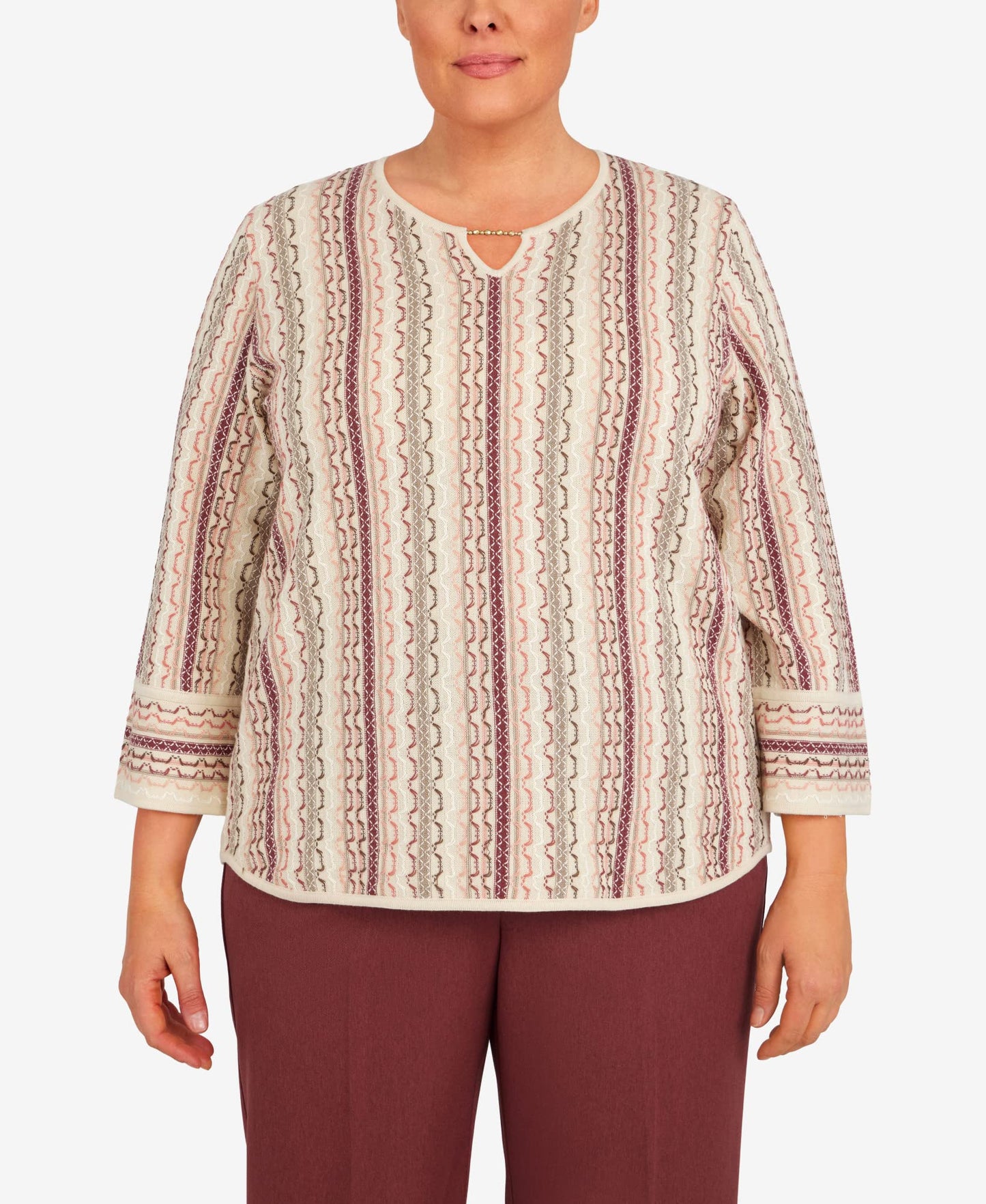 Alfred Dunner Women's Plus-Size Vertical Texture Sweater