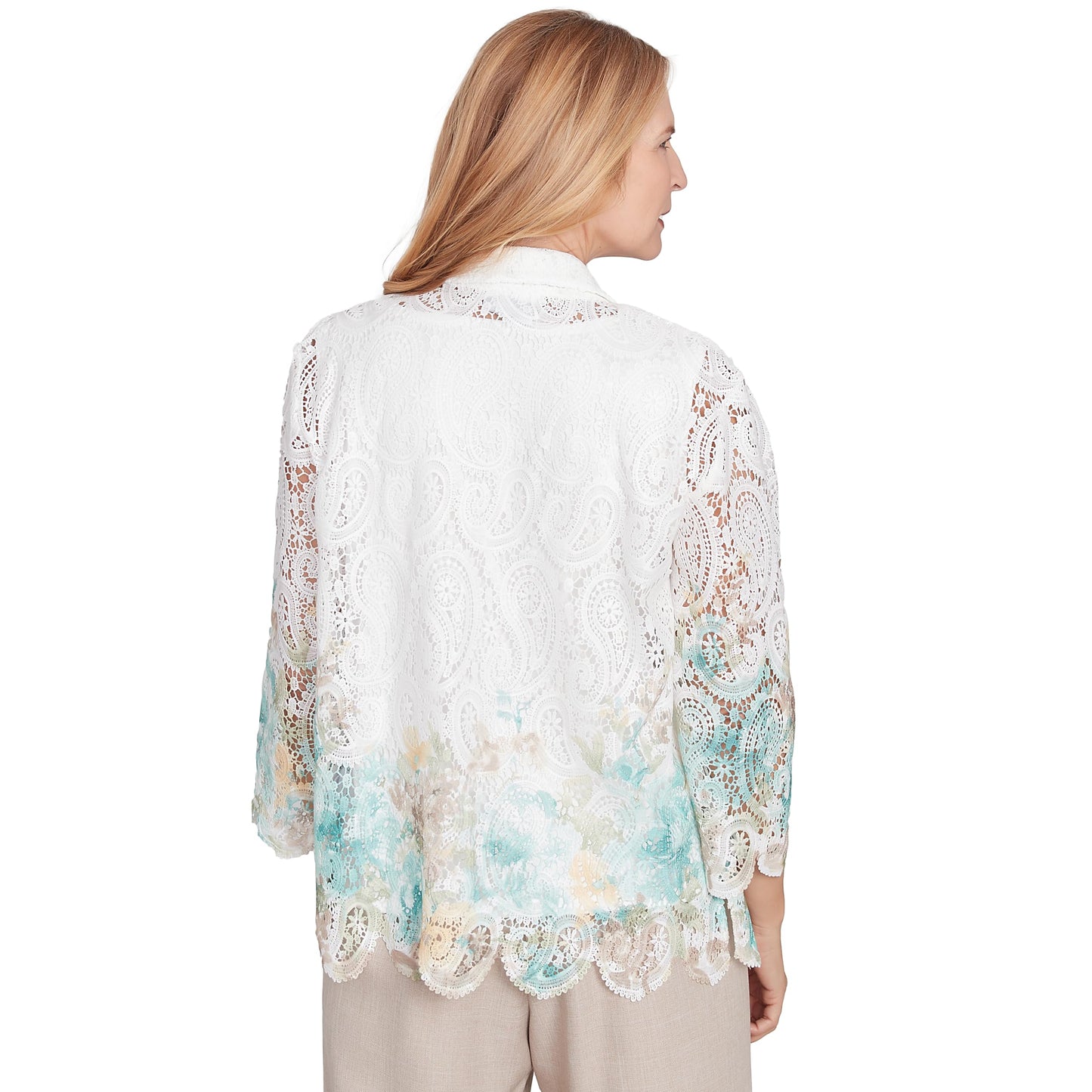 Alfred Dunner Kingston Gardens Border Floral Lace 2 in 1 Blouse