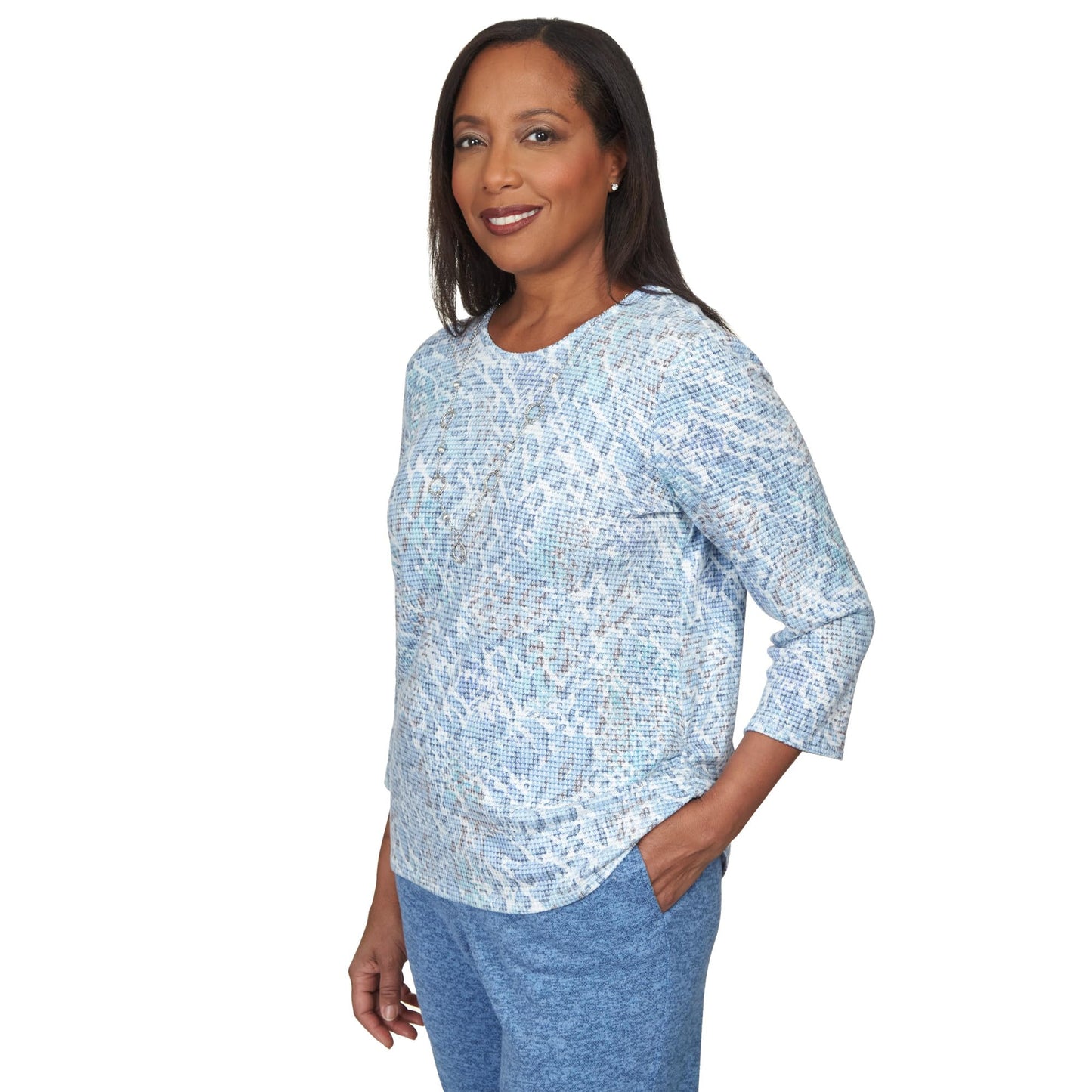 Alfred Dunner Comfort Zone Animal Print Rayon Polyester Top