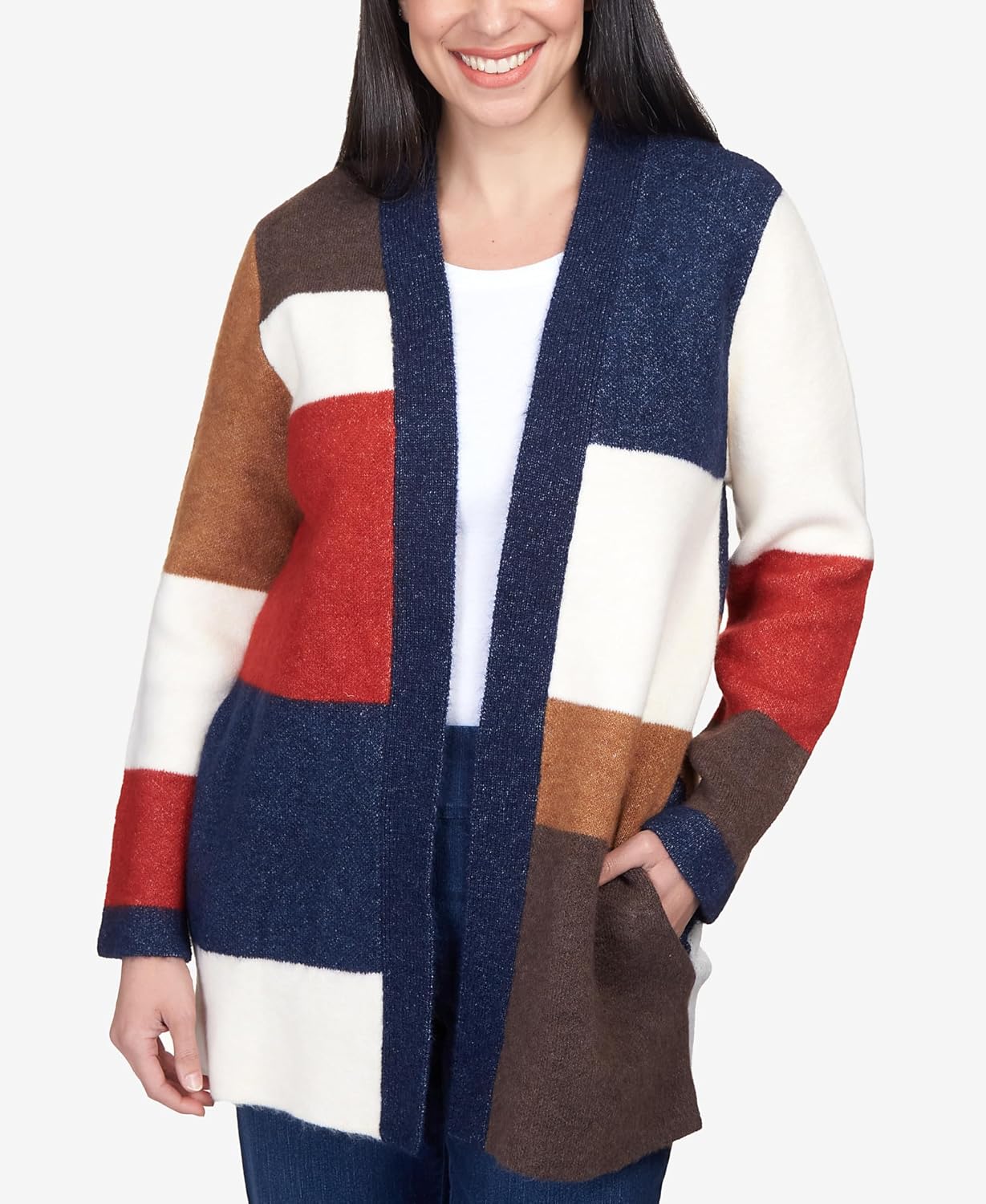 Alfred Dunner Women's Petite Autumn Colorblock Cardigan Size PXL Multi