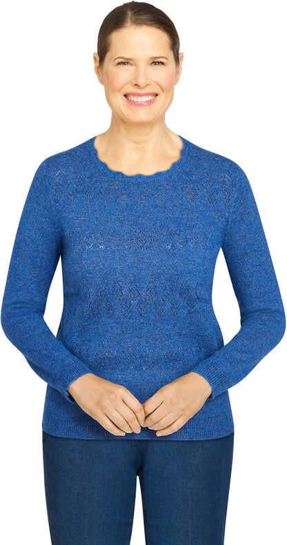 Alfred Dunner Women's Cozy Cashmelon Sweater Size XL Cobalt Multi